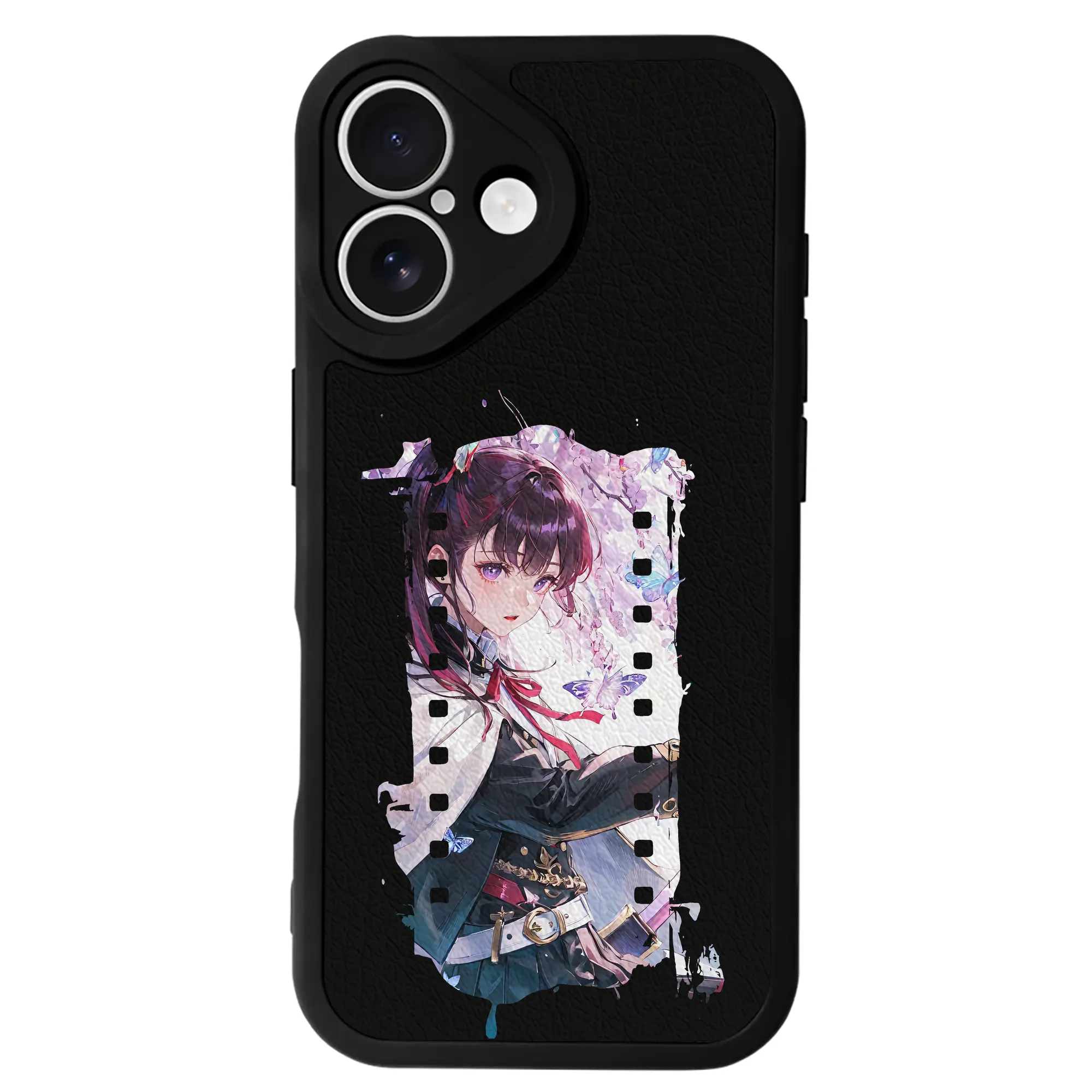 鬼滅の刃 グッズ,栗花落 カナヲ - IPhone 16シリーズ対応 ・ シリコンスマホケース ・ レザー調 ・ 高精度フィット ・ 耐衝撃 ・ ワイヤレス充電対応 ・ 精密カット